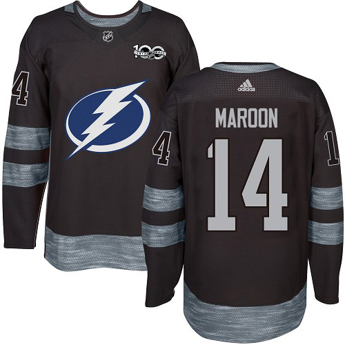 Adidas Tampa Bay Lightning Men #14 Pat Maroon Black 1917-2017 100th Anniversary Stitched NHL Jersey